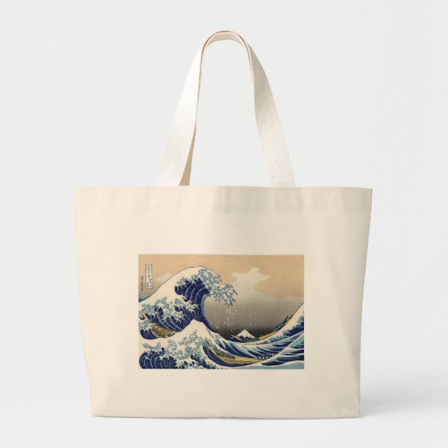 Bolsa Tote Grande Excelente Wave Kanagawa - Pintura Japonesa (Frente)