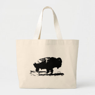 Bolsa Tote Grande Executando Buffalo Bison Pop Art