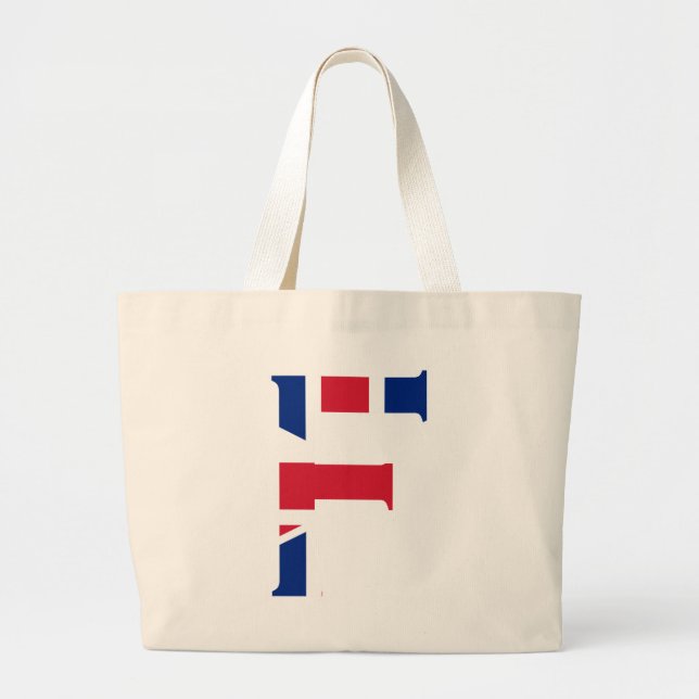 Bolsa Tote Grande F Monograma sobreposto no jtcnt Union Jack Flag (Frente)