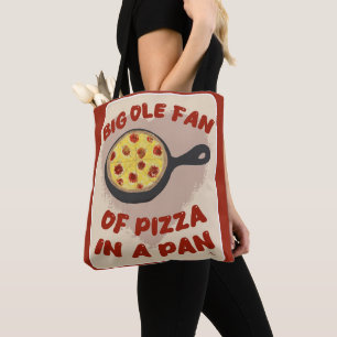 Bolsa Tote Grande Fã de Pizza de Panela Fun Slogan de Refeiçã