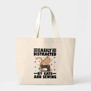 Bolsa Tote Grande Facilmente Distraído Por Gatos E Costura amante de