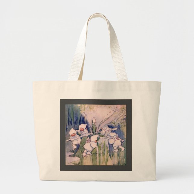 Bolsa Tote Grande Fadas da Neve Fazendo Neve  (Frente)