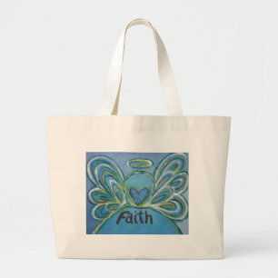 Bolsa Tote Grande Faith Angel Word Art Tote Bag
