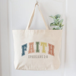 Bolsa Tote Grande Faith Ephesianos 2:8 Mulheres Cristãs Baseadas em 