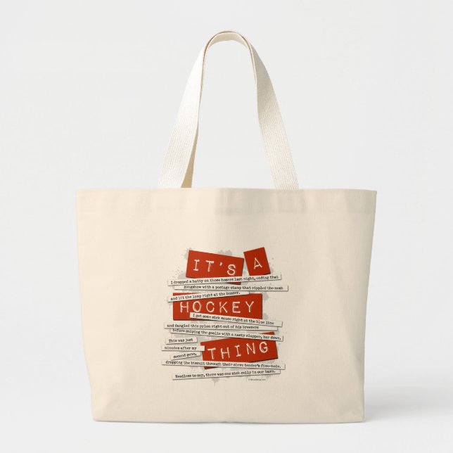 Bolsa Tote Grande Faixa de hóquei (Frente)