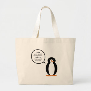 Bolsa Tote Grande Falando com Penguin Birthday Suit