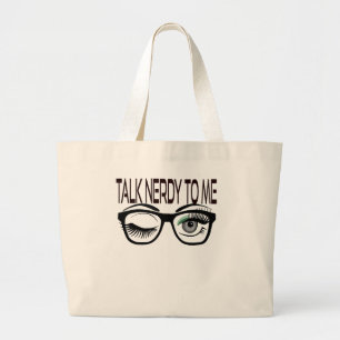 Bolsa Tote Grande Fale Comigo Com Os Óculos De Geek Piscando Em Verd