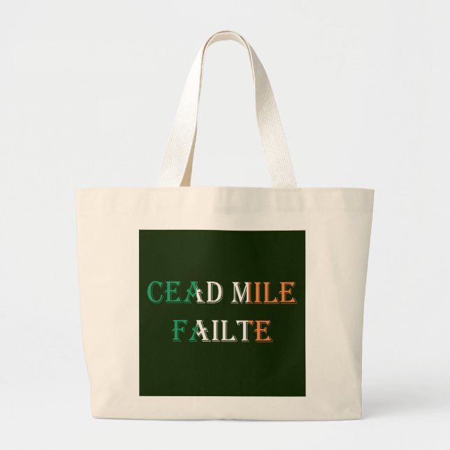 Bolsa Tote Grande Falha de Cead Mile no jtcnt Irish Flag (Frente)