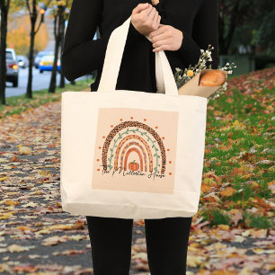 Bolsa Tote Grande Fall Autumn Rainbow personalizado