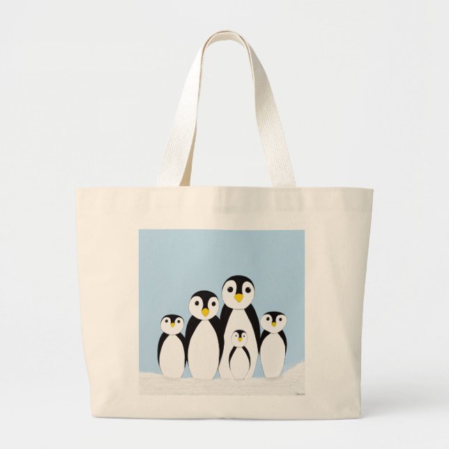 Bolsa Tote Grande Família de pinguins (Frente)