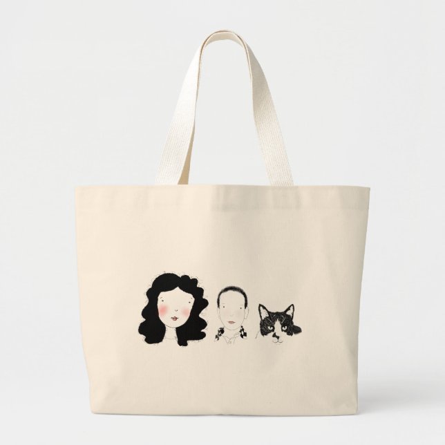 Bolsa Tote Grande Família - design de caracteres mínimo (Frente)