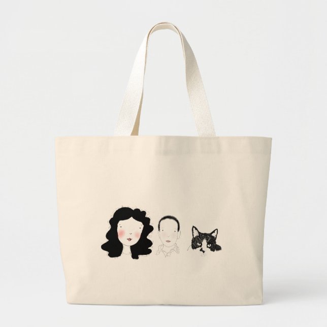 Bolsa Tote Grande Família - design de caráter mínimo - saco de toque (Frente)