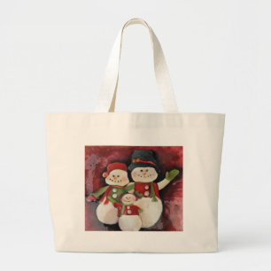 Bolsa Tote Grande Família vermelha do boneco de neve