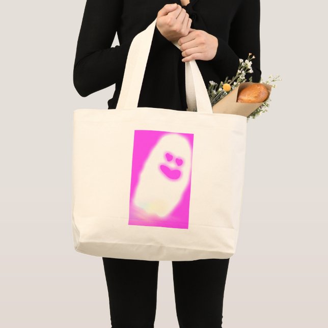 Bolsa Tote Grande Fantasma fofo de Pinkoew (Frente (produto))