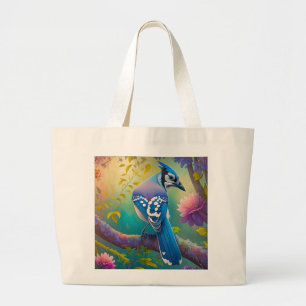 Bolsa Tote Grande Fantasy Birds Blue Jay