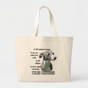 Bolsa Tote Grande FAQ do galgo italiano