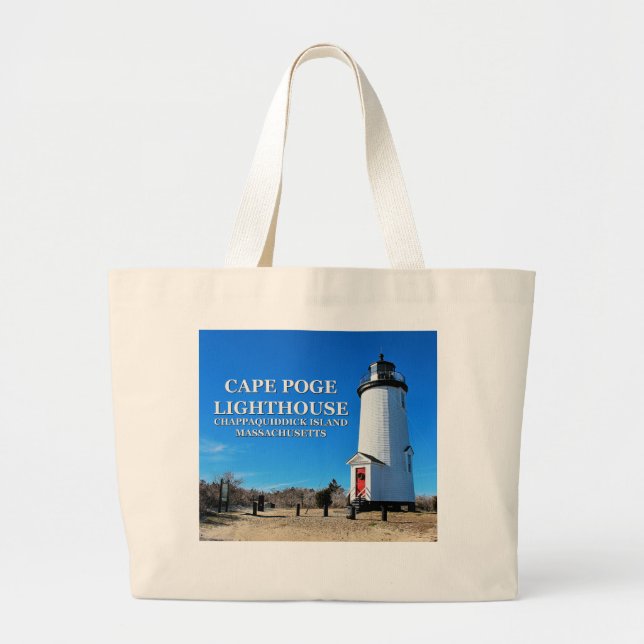 Bolsa Tote Grande Farol Cape Poge, Massachusetts Chappaquiddick (Frente)