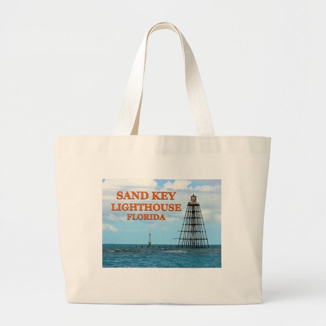 Bolsa Tote Grande Farol-Chave de Areia, Flórida Jumbo Tote Bag (Frente)
