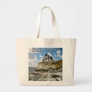 Bolsa Tote Grande Farol cor-de-rosa da ilha, Rhode - ilha
