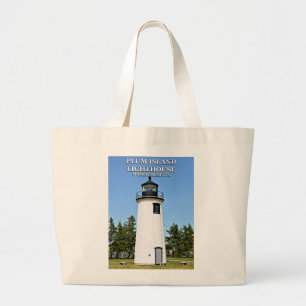 Bolsa Tote Grande Farol da ilha da ameixa, sacola de Massachusetts