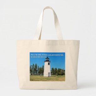 Bolsa Tote Grande Farol da ilha da ameixa, sacola de Massachusetts