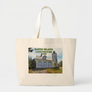 Bolsa Tote Grande Farol da ilha de padeiro, Maine