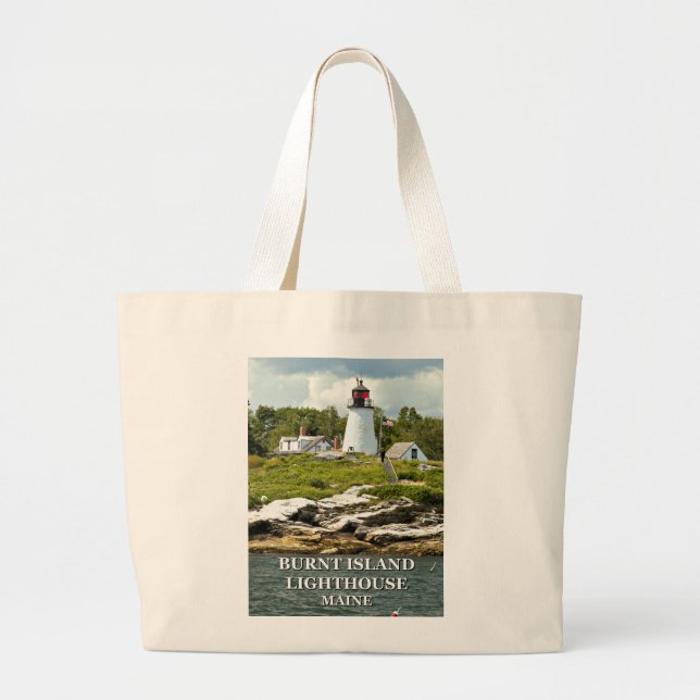 Bolsa Tote Grande Farol da Ilha Queimada, Maine Tote Bag (Frente)