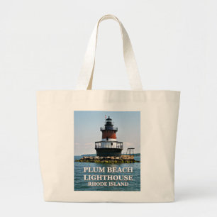 Bolsa Tote Grande Farol da praia da ameixa, Rhode - sacola da ilha