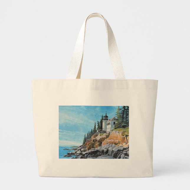 Bolsa Tote Grande Farol de Bass Harbor (Frente)