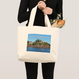 Bolsa Tote Grande Farol De Cabeça De Coruja, Maine Tote Bag