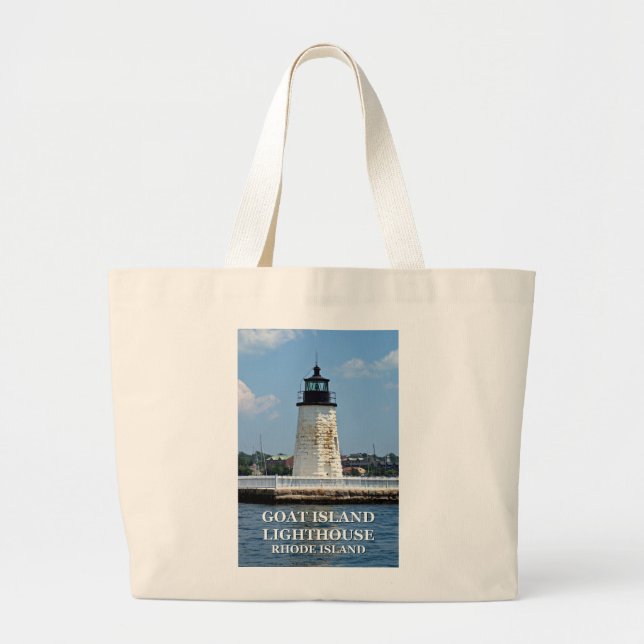 Bolsa Tote Grande Farol de Goat Island, Rhode Island (Frente)