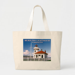 Bolsa Tote Grande Farol de Mukilteo, sacola do jumbo de Washington