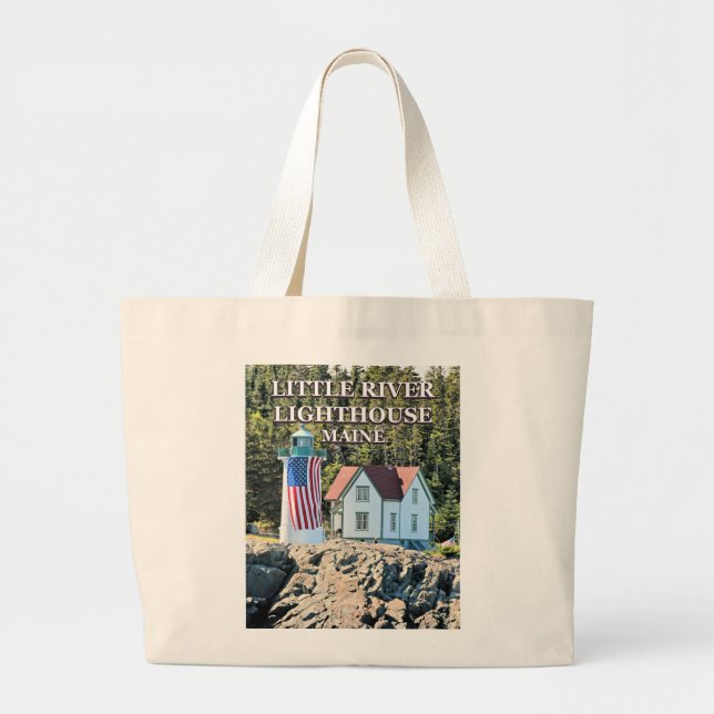 Bolsa Tote Grande Farol de Pequeno Rio, Maine Tote Bag (Frente)