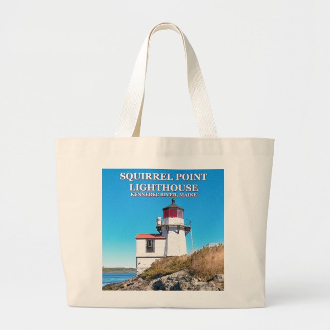 Bolsa Tote Grande Farol de Ponto de Esquilo, Maine Tote Bag (Frente)