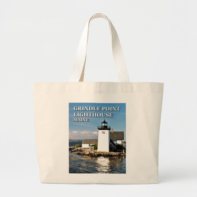 Bolsa Tote Grande Farol de Ponto Grindle, Maine Jumbo Tote Bag (Frente)