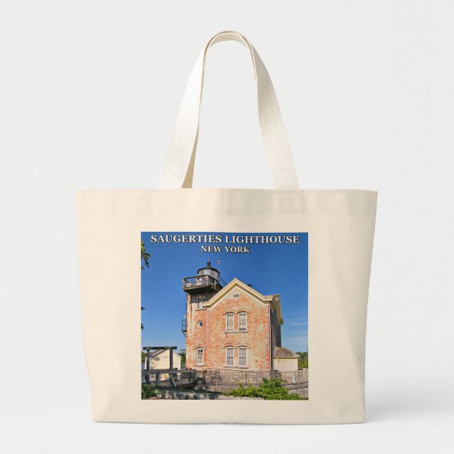 Bolsa Tote Grande Farol de Saugerties, Rio Hudson, Nova Iorque (Frente)