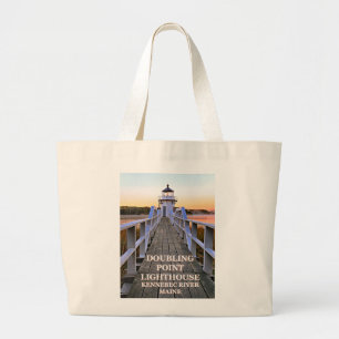 Bolsa Tote Grande Farol do ponto de duplicação, ilha de Arrowsic,