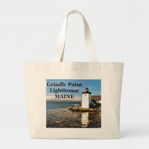 Bolsa Tote Grande Farol do ponto de Grindle, sacola de Maine