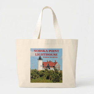 Bolsa Tote Grande Farol do ponto de Nobska, sacola de Massachusetts