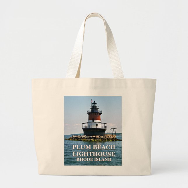 Bolsa Tote Grande Farol Plum Beach, Rhode Island Tote Bag (Frente)