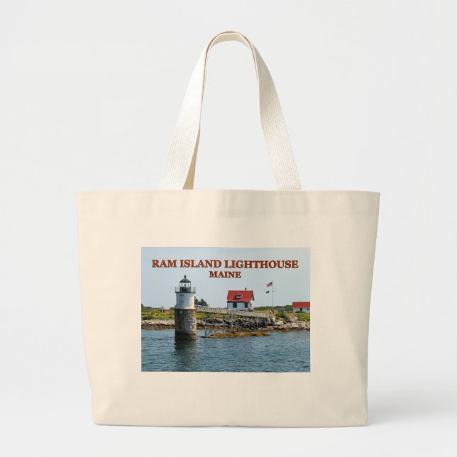 Bolsa Tote Grande Farol Ram Island, Maine Jumbo Tote Bag (Frente)