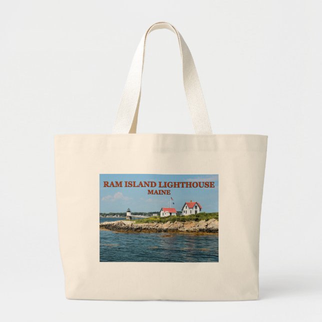 Bolsa Tote Grande Farol Ram Island, Maine Jumbo Tote Bag (Frente)