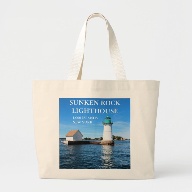 Bolsa Tote Grande Farol Sunken Rock, Nova Iorque (Frente)
