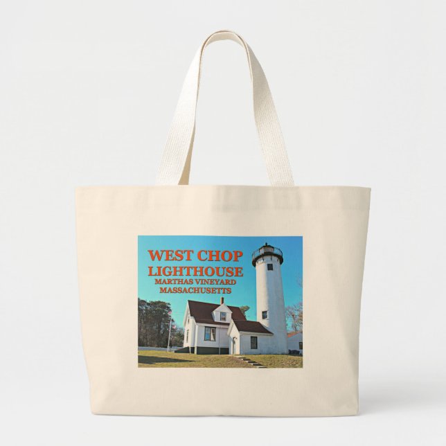Bolsa Tote Grande Farol West Chop, Marthas Vineyard MÃES Tote Bag (Frente)