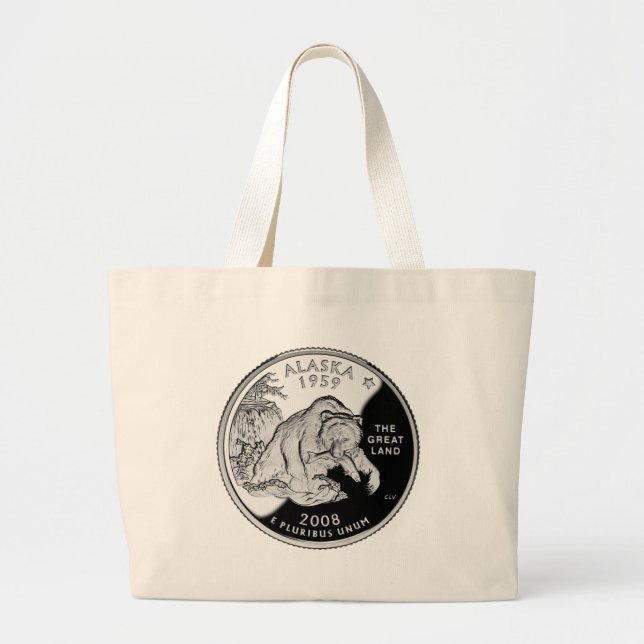 Bolsa Tote Grande Faux Alaska State Quarter The Excelente Land Grizz (Frente)