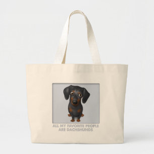 Bolsa Tote Grande Favorito do Dachshund (preto e Tan)