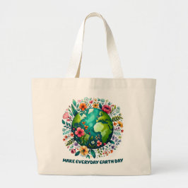 Bolsa Tote Grande Fazer o Planeta Floral do Dia Mundial da Terra