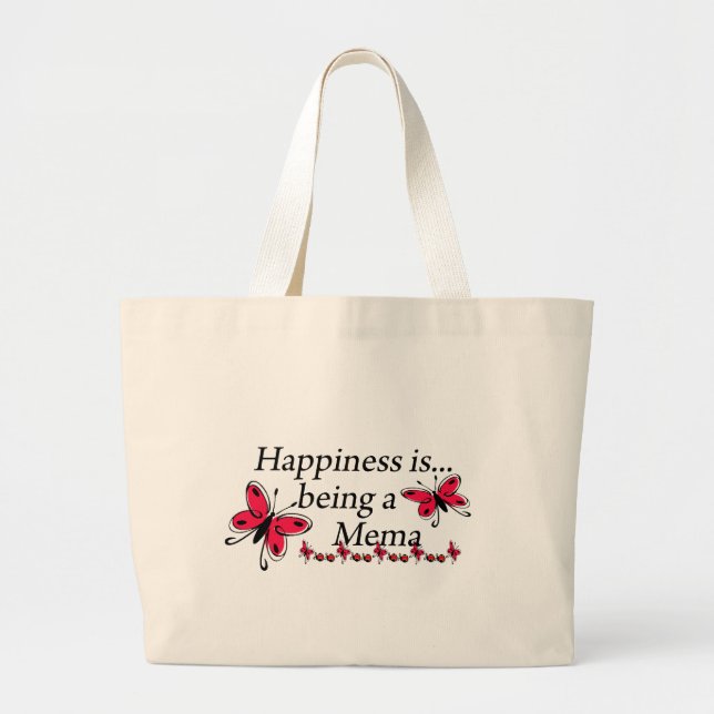 Bolsa Tote Grande Felicidade é ser uma borboleta Mema (Frente)
