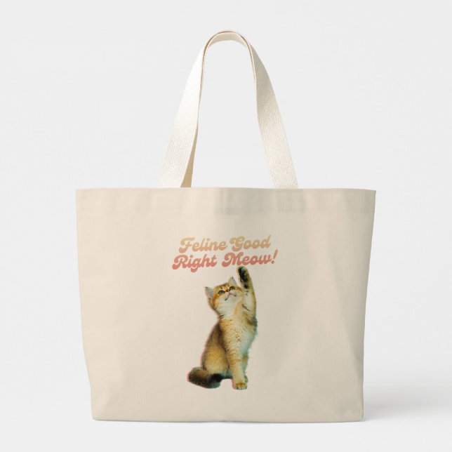 Bolsa Tote Grande Felino Bem Direito Mede Gato Engraçado Cotação Got (Verso)