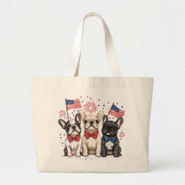 Bolsa Tote Grande Feliz 4 De Julho, Buldog Francês